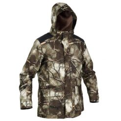 Kurtka myśliwska Solognac 500 3w1 Warm wodoodporna camo. Brązowe kurtki męskie SOLOGNAC, uniwersalny, bez wzorów, bez kaptura. Za 699.99 zł.