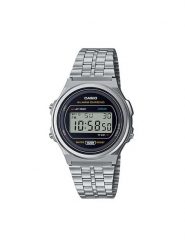 Casio Zegarek A171WE-1AEF Srebrny. Szare, cyfrowe zegarki damskie Casio, srebrne. Za 219.99 zł.
