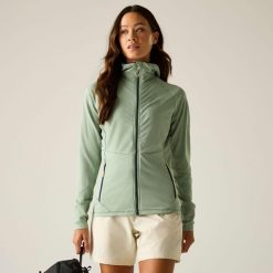 Damska bluza środkowa z kapturem i rozciągliwym zamkiem błyskawicznym Nomadic. Niebieskie bluzy z kapturem damskie Dare 2b, l, z materiału. Za 149.99 zł.
