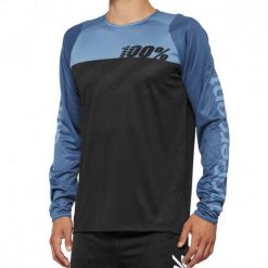 Bluza rowerowa męska 100% R-Core. Czarne bluzy bez kaptura męskie 100%, bez wzorów, sportowe, bez kołnierzyka, bez ramiączek. Za 209.99 zł.