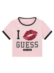 Guess T-Shirt J6YI11 K3716 Różowy Regular Fit. Czerwone koszulki dziewczęce Guess, z aplikacjami, z bawełny, bez ramiączek. Za 114.99 zł.