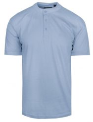 Męski T-Shirt na Stójce - Brave Soul - Niebieski. Niebieskie t-shirty męskie Brave Soul, na lato, l, bez wzorów, z bawełny, bez kołnierzyka. Za 59.00 zł.
