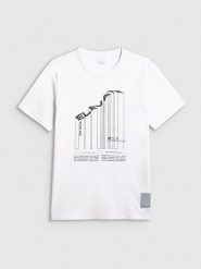 4F T-shirt regular z nadrukiem męski - biały S. Białe t-shirty męskie 4f, m, bez wzorów, z bawełny, bez kołnierzyka. Za 69.99 zł.