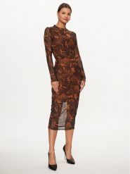 Hugo Sukienka codzienna Nasusi 50495326 Brązowy Slim Fit. Brązowe sukienki damskie Hugo, na co dzień, xs, bez wzorów, z syntetyku, bez kołnierzyka, bez ramiączek, proste. Za 949.99 zł.