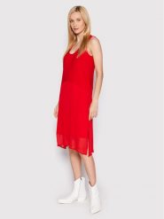 DKNY Sukienka letnia P22DAEJR Czerwony Regular Fit. Czerwone sukienki damskie DKNY, na lato, xs, bez wzorów, z syntetyku, bez kołnierzyka, bez ramiączek. Za 529.99 zł.