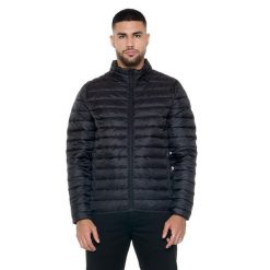 Kurtka puchowa z pełny zamek błyskawiczny na co dzień. Czarne kurtki męskie LEONE 1947 APPAREL, bez wzorów, z poliesteru, na fitness i siłownię. W wyprzedaży za 201.87 zł.