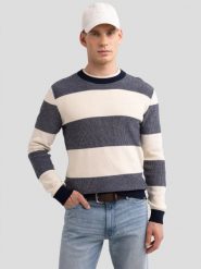 Sweter męski bawełniany w pasy beżowo-szare Pasador 000. Brązowe swetry męskie Big Star, l, bez wzorów, z bawełny, bez kołnierzyka. W wyprzedaży za 99.99 zł.
