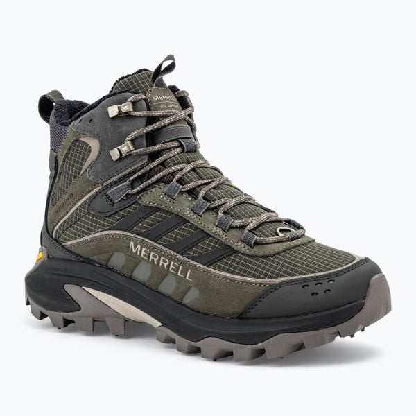 Buty turystyczne męskie Merrell Moab Speed 2 Thermo Mid Wp. Zielone buty trekkingowe męskie MERRELL, bez zapięcia, trekkingowe. Za 739.99 zł.