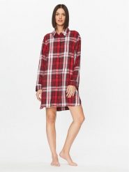 Tommy Hilfiger Koszula nocna UW0UW04874 Czerwony Relaxed Fit. Czerwone koszule nocne damskie Tommy Hilfiger, bez wzorów, z syntetyku. Za 249.99 zł.