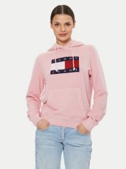 Tommy Jeans Bluza Flag DW0DW18654 Różowy Regular Fit. Czerwone bluzy bez kaptura damskie Tommy Jeans, m, z bawełny. Za 269.99 zł.