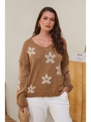 Curvy Lady Sweter w kolorze jasnobrązowym rozmiar: 44/46. Brązowe swetry klasyczne damskie Curvy Lady, ze splotem, bez kołnierzyka. Za 118.84 zł.