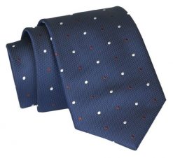 Krawat - ALTIES - Granat, Drobne Groszki. Niebieskie krawaty i muchy męskie Alties, bez wzorów, z tkaniny, eleganckie. Za 49.00 zł.