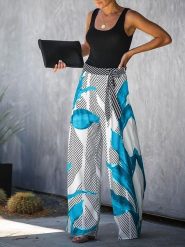 Milan Kiss Spodnie w kolorze szaro-niebiesko-białym rozmiar: XL. Niebieskie spodnie materiałowe damskie Milan Kiss, bez wzorów, z materiału, z podwyższonym stanem. Za 152.99 zł.