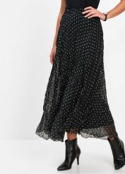 Spódnica z szyfonu. Czarne spódniczki damskie bonprix, bez wzorów, z materiału, eleganckie. Za 127.99 zł.