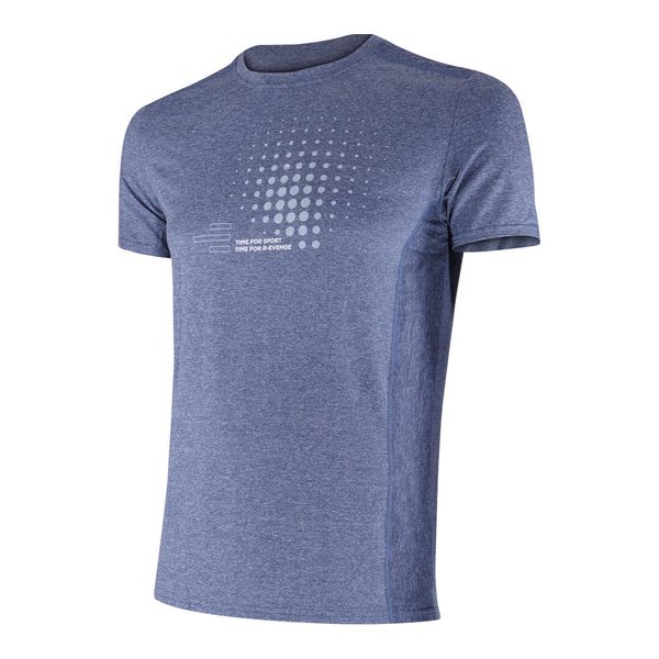 Męska koszulka techniczna z krótkim rękawem w kolorze niebieskim. Niebieskie t-shirty sportowe męskie R-EVENGE, m, z poliesteru, bez ramiączek, na fitness i siłownię. Za 114.89 zł.
