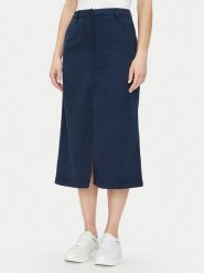 Tommy Hilfiger Spódnica midi Co Blend Midi Skirt WW0WW44726 Granatowy Regular Fit. Niebieskie spódniczki damskie Tommy Hilfiger, bez wzorów, z bawełny, midi. Za 309.99 zł.