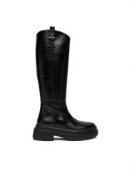 Aigner Kozaki 1252040 Czarny. Czarne kozaki damskie Aigner, ze skóry, bez obcasa, na płaskiej podeszwie. Za 2,549.00 zł.