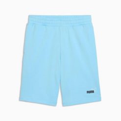 Spodenki sportowe męskie Puma ESS 2 COLOR NO.1 LOGO 10" TR 68471545. Niebieskie szorty męskie Puma, z aplikacjami, z bawełny, eleganckie. Za 115.54 zł.