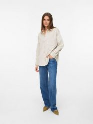 Vero Moda Koszula sztruksowa w kolorze kremowym rozmiar: XL. Brązowe koszule damskie Vero Moda, xl, bez wzorów, ze sztruksu, bez kołnierzyka, bez ramiączek. Za 139.95 zł.