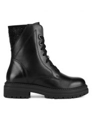 MEXX Botki MX/001C-RST Czarny. Czarne botki damskie Mexx, ze skóry, bez obcasa, na płaskiej podeszwie, bez zapięcia. Za 279.99 zł.