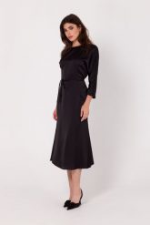 Czarna Midi Sukienka Typu Rybka. Czarne sukienki damskie MOE, l, bez wzorów, z elastanu, wizytowe, bez kołnierzyka, bez ramiączek, midi. Za 311.90 zł.