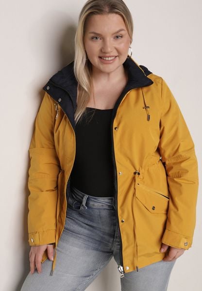Żółto-Granatowa Przejściowa Kurtka Dwustronna Parka z Pikowaniem i Kapturem Tidare. Żółte kurtki damskie Born2be, l, bez wzorów, z jeansu. Za 109.99 zł.