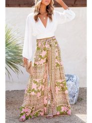 Milan Kiss Spodnie w kolorze oliwkowo-jasnoróżowym rozmiar: XL. Brązowe spodnie materiałowe damskie Milan Kiss, bez wzorów, z materiału. Za 79.21 zł.