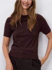 Gładki sweter - brązowy. Brązowe swetry klasyczne damskie Reserved, l, z dzianiny, bez kołnierzyka. Za 79.99 zł.