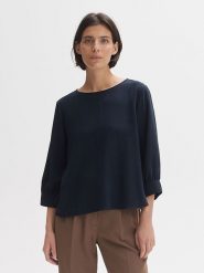 OPUS Bluzka w kolorze granatowym rozmiar: 38. Niebieskie bluzki damskie Opus, bez wzorów, bez kołnierzyka, bez ramiączek. Za 121.99 zł.