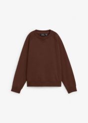 Bluza oversize z grubej bawełny organicznej 100%. Brązowe bluzy bez kaptura damskie bonprix, z bawełny. Za 129.99 zł.