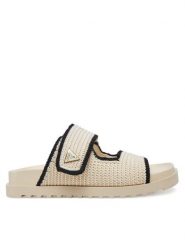 Guess Klapki FLJFDN FAB19 Beżowy. Brązowe klapki damskie Guess, z aplikacjami, ze skóry, bez obcasa. Za 479.99 zł.