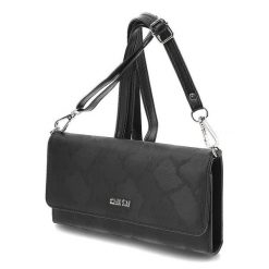 Czarny Elegancki Portfel Damski Big Star. Czarne portfele damskie Big Star Accessories, z aplikacjami, ze skóry ekologicznej. Za 129.00 zł.