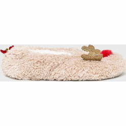Etam - Kapcie Navidad. Brązowe kapcie damskie Etam, z materiału. W wyprzedaży za 29.90 zł.