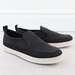 Półbuty męskie espadryle wsuwane czarne Nowacki 0017-T. Czarne półbuty męskie Nowacki, z materiału, bez zapięcia. Za 119.99 zł.