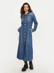 Tommy Jeans Sukienka jeansowa DW0DW19738 Niebieski Regular Fit. Niebieskie sukienki damskie Tommy Jeans, xs, bez wzorów, z bawełny, bez kołnierzyka, bez ramiączek. Za 699.99 zł.