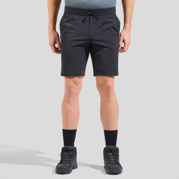 Spodenki turystyczne Odlo Essentials czarne męskie. Czarne szorty męskie Odlo, z elastanu, bez kołnierzyka. Za 300.95 zł.