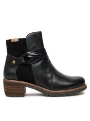 Pikolinos Botki W1T-8906C2 Czarny. Czarne botki damskie Pikolinos, ze skóry, bez obcasa, na słupku, bez zapięcia. Za 539.99 zł.