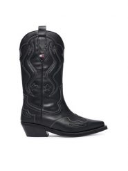 Tommy Jeans Kowbojki Archive Cowboy Boot Leather EN0EN03046 Czarny. Czarne kozaki damskie Tommy Jeans, z jeansu, bez obcasa, na płaskiej podeszwie. Za 1,099.00 zł.