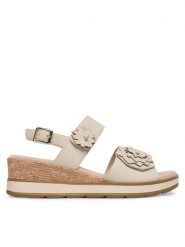 Caprice Sandały 9-28711-46 Szary. Szare sandały damskie Caprice, bez wzorów, z nubiku, bez obcasa, na koturnie. Za 235.99 zł.