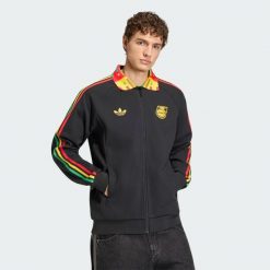 Wyjazdowa bluza reprezentacyjna Jamajka x Bob Marley. Czarne bluzy bez kaptura męskie Adidas, l, z bawełny. Za 529.00 zł.