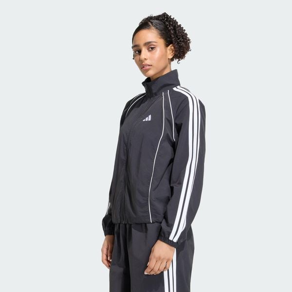 Kultowa bluza dresowa z tkaniny z 3 paskami. Zielone bluzy bez kaptura damskie Adidas, m, z dresówki. Za 329.00 zł.