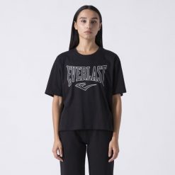Ikoniczna Koszulka Z Logiem Czarny Bawelna. Czarne bluzki sportowe damskie Everlast, bez wzorów, z bawełny, bez ramiączek. Za 105.35 zł.