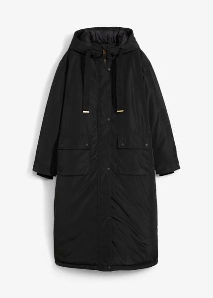 Długa parka. Czarne parki damskie bonprix, bez wzorów. Za 339.99 zł.