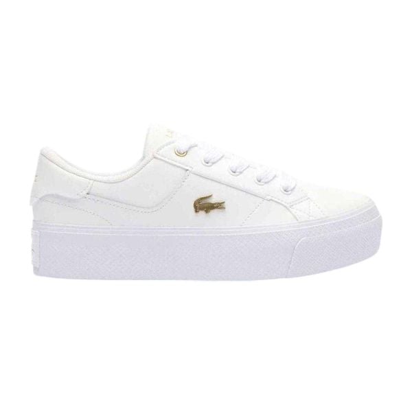 Buty sportowe Lacoste Ziane Platform. Białe buty sportowe na co dzień damskie Lacoste, bez wzorów, z materiału, trekkingowe. Za 389.00 zł.