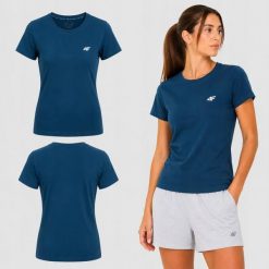 KOSZULKA DAMSKA 4F T-SHIRT SPORTOWY TRENINGOWY NA CO DZIEŃ F2771 SS26. Zielone bluzki sportowe damskie 4f, s, bez wzorów, z bawełny, bez ramiączek. Za 31.52 zł.