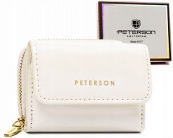 Portfel biały Peterson PTN 011-LAK. Białe portfele damskie Peterson, bez wzorów, ze skóry ekologicznej. Za 54.00 zł.