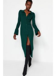 Trendyol Sukienka w kolorze zielonym rozmiar: M. Zielone sukienki damskie Trendyol, m, bez wzorów, prążkowane, bez kołnierzyka, bez ramiączek, midi. Za 78.28 zł.