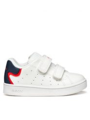 Geox Sneakersy B Eclyper B365LA 000BC C0653 Biały. Białe buty sportowe chłopięce Geox, ze skóry, bez zapięcia. Za 139.99 zł.