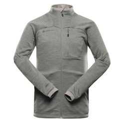 Bluza męska turystyczna szybkoschnąca Alpine Pro Onnec 3. Szare bluzy sportowe męskie Alpine Pro, bez wzorów, z elastanu, sportowe, bez kołnierzyka, bez ramiączek. Za 319.00 zł.
