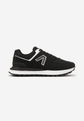 Czarne Sznurowane Buty Sportowe Sneakersy na Płaskiej Podeszwie z Ozdobną Naszywką Tiresi. Czarne buty sportowe na co dzień męskie Born2be, z jeansu, bez zapięcia. Za 109.99 zł.
